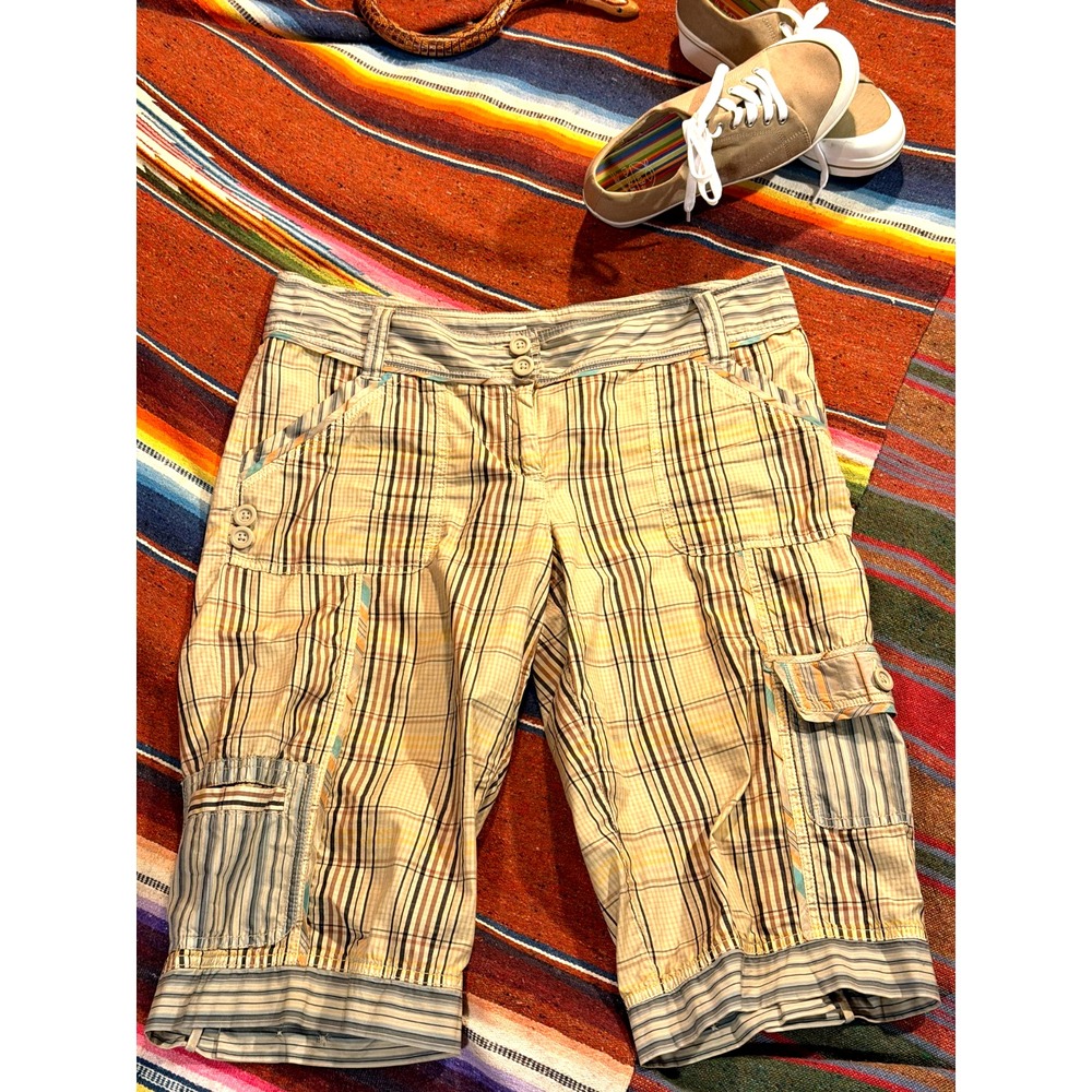 ETT:TWA Sz 12 (36x15) Women's Bermuda Shorts Plaid Cotton